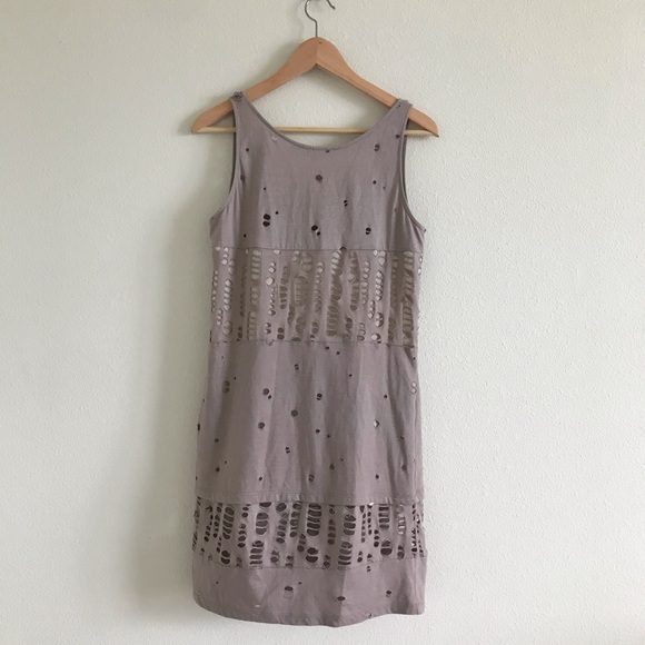 See By Chloe Beige Distressed Tank Dress - Picture 3 of 5